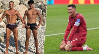 Ronaldo se svlékl do plavek a... Rýpnul si do syna!